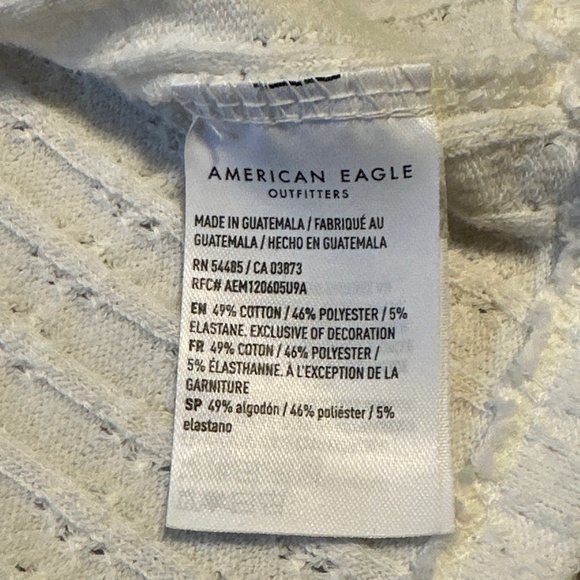 American Eagle White Ribbed Tank Medium Button Front Y2K Clean Girl Aesthetic - Picture 3 of 8